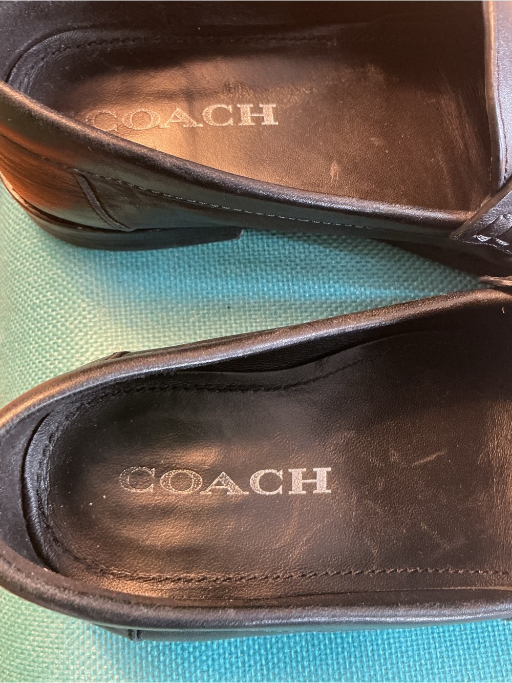 COACH Black Leather Chain Loafers - Picture 6 of 7